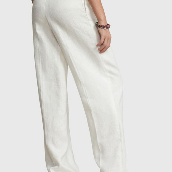 Polo Ralph Lauren Women Pleated Linen Parallel Trousers - Trousers for Women - Picture 2 of 6